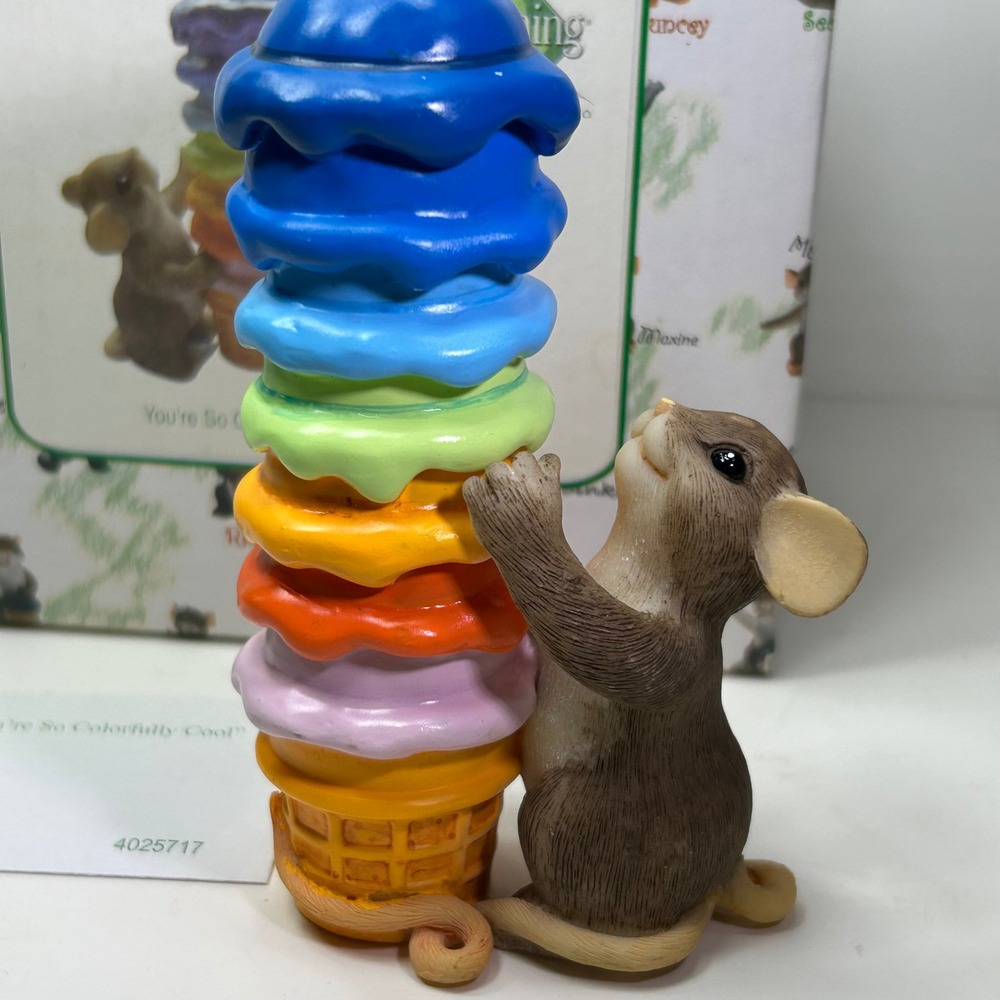 Enesco Charming Tails Youre So Colorfully Cool Mouse Ice Cream Figurine 4025717 - Picture 4 of 10